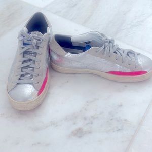 P448 Pink Sole Silver Metallic Sneakers